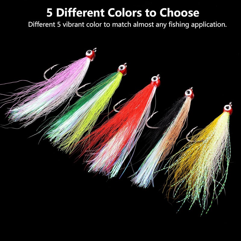 FUSIGO Clouser Minnow Fishing Flies, 10pcs Saltwater Fly Fishing Lures Hand Tied Clouser Minnow Fly Streamer Hooks for Bass Striper Flounder Saltwater Freshwater - Image 5